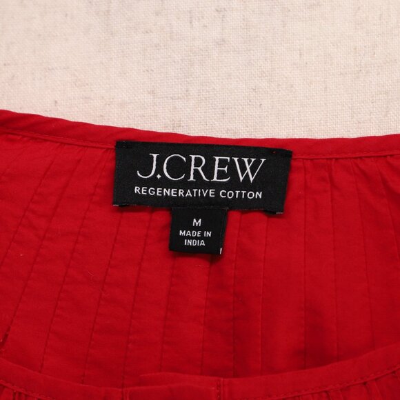 J.CREW Jolie Top Eyelet Cotton Poplin Pintuck Scalloped Edges Red Size M - Picture 9 of 11